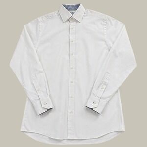 Emanuel Berg Shirt Mens XL 17.5 White Modern Fit Cotton Button Down Poland